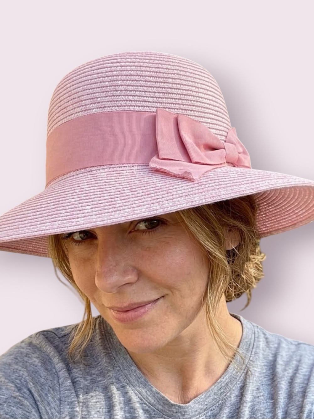 NWT C C Exclusives Straw Floppy Sun Hat Pink One Size